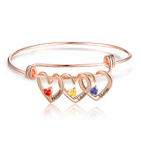 Rhodium Plated Heart Bangle Bracelet