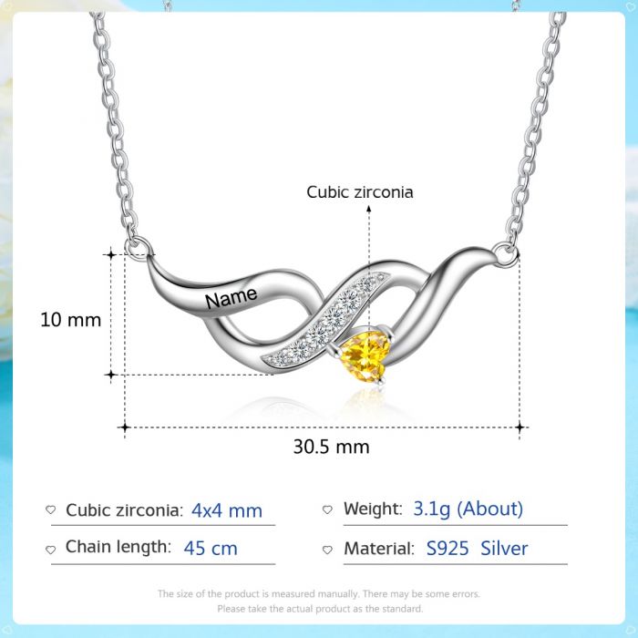 Sterling Silver Infinity Shape Birthstone Pendant Necklace