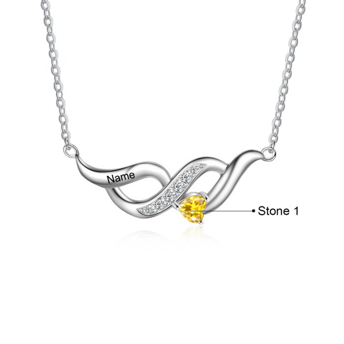 Sterling Silver Infinity Shape Birthstone Pendant Necklace