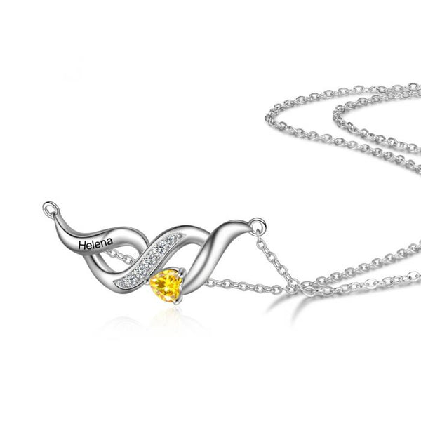 Sterling Silver Infinity Shape Birthstone Pendant Necklace