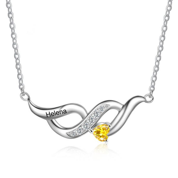 Sterling Silver Infinity Shape Birthstone Pendant Necklace