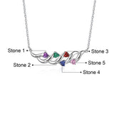 Sterling Silver Heart Shape 5 Birthstones Pendant Necklace