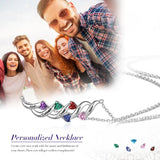 Sterling Silver Heart Shape 5 Birthstones Pendant Necklace