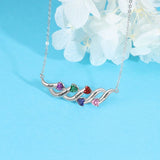 Sterling Silver Heart Shape 5 Birthstones Pendant Necklace