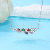Sterling Silver Heart Shape 5 Birthstones Pendant Necklace