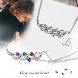Sterling Silver Heart Shape 5 Birthstones Pendant Necklace