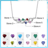 Sterling Silver Heart Shape 5 Birthstones Pendant Necklace