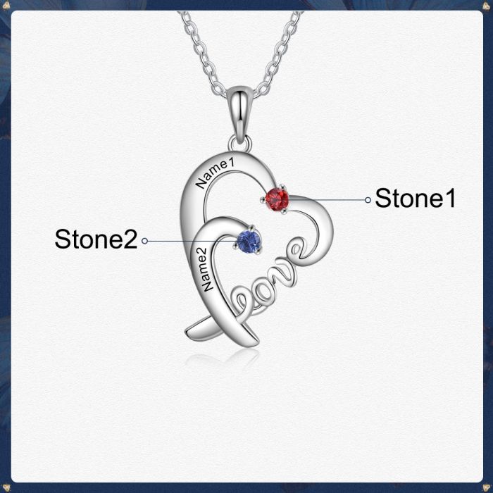 Sterling Silver LOVE Heart Necklace