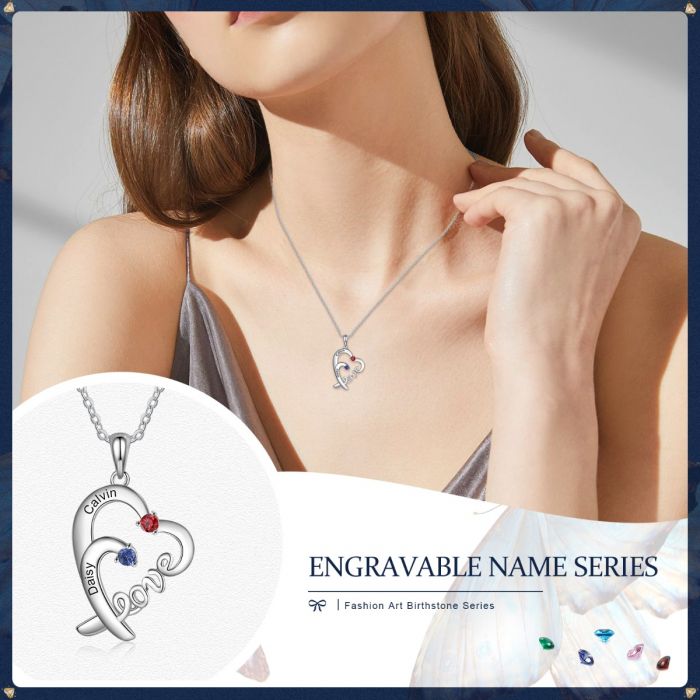 Sterling Silver LOVE Heart Necklace