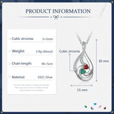 Sterling Silver Drop Shape Birthstone Necklace
