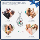 Sterling Silver Drop Shape Birthstone Necklace