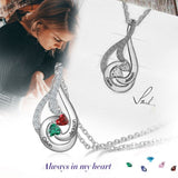 Sterling Silver Drop Shape Birthstone Necklace