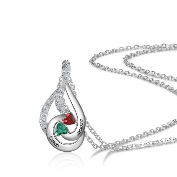 Sterling Silver Drop Shape Birthstone Necklace