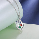 Sterling Silver Drop Shape Birthstone Necklace