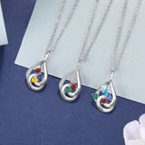 Sterling Silver Drop Shape Birthstone Necklace