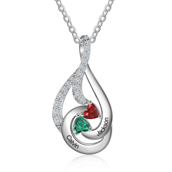 Sterling Silver Drop Shape Birthstone Necklace