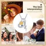 Sterling Silver Sunflower Heart Shape Pendant Necklace