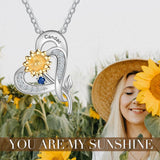 Sterling Silver Sunflower Heart Shape Pendant Necklace
