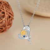 Sterling Silver Sunflower Heart Shape Pendant Necklace