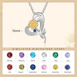 Sterling Silver Sunflower Heart Shape Pendant Necklace