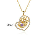Gold Birthstone Sunflower Heart Shape Pendant Necklace