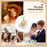 Gold Birthstone Sunflower Heart Shape Pendant Necklace