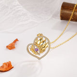 Gold Birthstone Sunflower Heart Shape Pendant Necklace