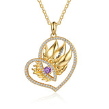 Gold Birthstone Sunflower Heart Shape Pendant Necklace
