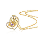 Gold Birthstone Sunflower Heart Shape Pendant Necklace