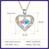 2 Birthstone Heart Shape Birthstone Necklace