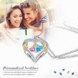 2 Birthstone Heart Shape Birthstone Necklace