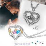 2 Birthstone Heart Shape Birthstone Necklace
