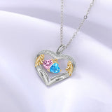 2 Birthstone Heart Shape Birthstone Necklace