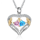 2 Birthstone Heart Shape Birthstone Necklace
