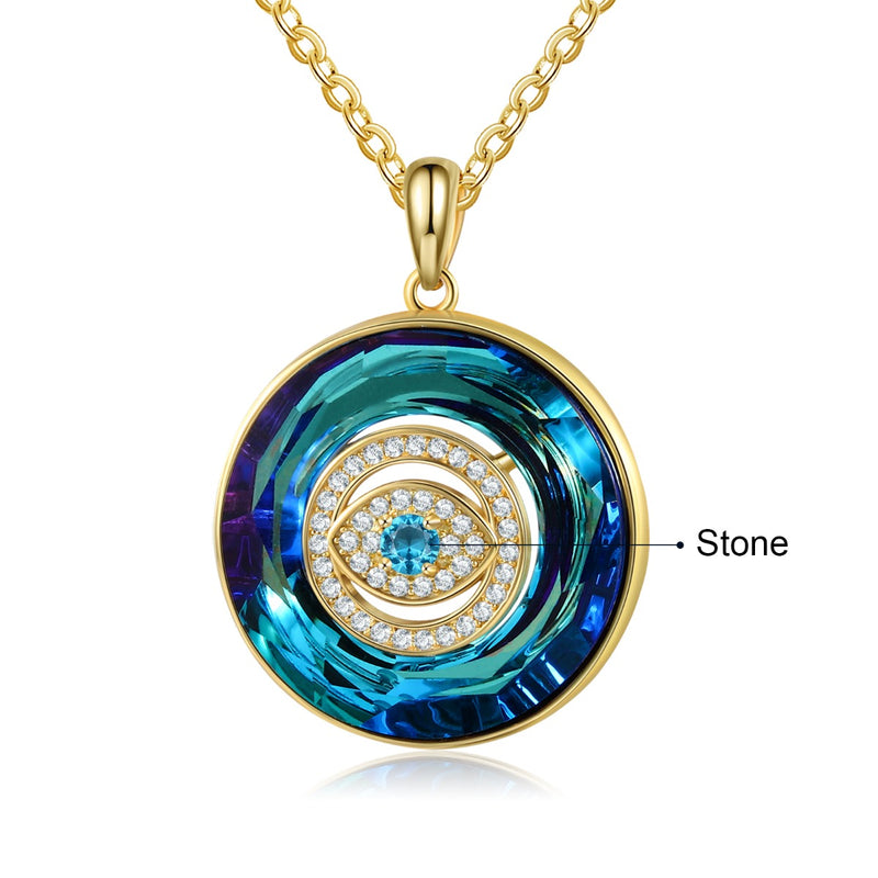 Rhodium Plated Personalized Evil Eye Pendant Necklace