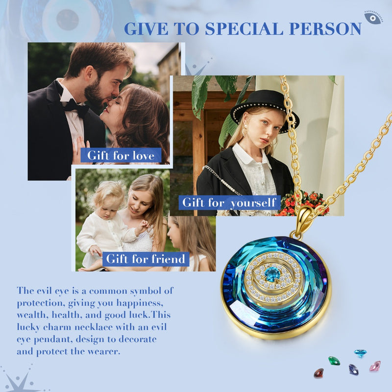 Rhodium Plated Personalized Evil Eye Pendant Necklace