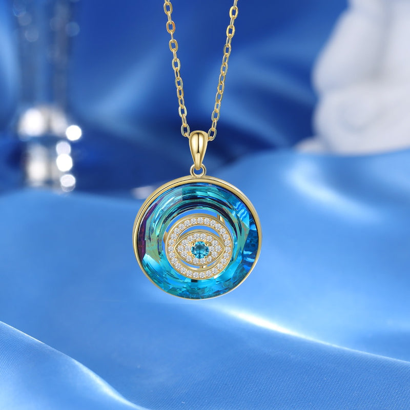 Rhodium Plated Personalized Evil Eye Pendant Necklace