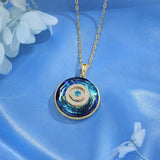 Rhodium Plated Personalized Evil Eye Pendant Necklace