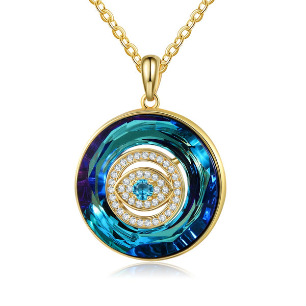 Rhodium Plated Personalized Evil Eye Pendant Necklace